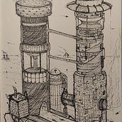 A futuristic industrial megacity: Artistic Architectural Drawing with Ink. Traditional illustration, Fine Arts, Drawing, Architectural Illustration & Ink Illustration project by Alek Kowalski - 04.01.2023