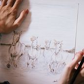 Cavalos na praia. Traditional illustration, Fine Arts, Pencil Drawing, Drawing, Realistic Drawing, and Artistic Drawing project by Silvana Q - 04.01.2023