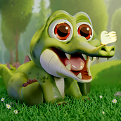 Little crocodile. Design, 3D, 3D Design, and 3D Character Design project by Julian Osorio - 04.02.2023