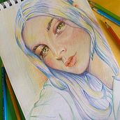 Mi proyecto del curso: Dibujo de retratos llamativos con lápices de colores. Un projet de Dessin, Dessin de portrait, Carnet de croquis, Dessin aux cra , et ons de couleur de Blendy Sannya - 19.03.2023
