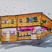 188 Park St. Variety store. Ilustração arquitetônica, e Esboçado projeto de Lyne Trott - 21.05.2023
