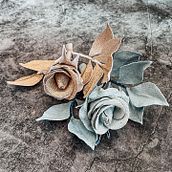 Final project part 1: Denim and metalic rose corsage. Floral, Plant Design, and Textile Design project by Ruzena Wegener - 04.05.2023