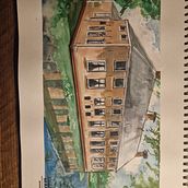 Mijn project van de cursus: Architectuur tekenen met aquarel en inkt. Sketching, Drawing, Watercolor Painting, Architectural Illustration, Sketchbook & Ink Illustration project by Margriet Roffel - 04.04.2023