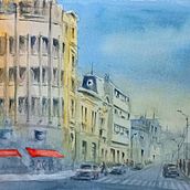 Mi proyecto del curso: Paisajes urbanos en acuarela. Fine Arts, Watercolor Painting, and Architectural Illustration project by Alberto Tejada - 04.07.2023