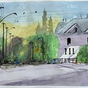 Mi proyecto del curso: Creación de paisajes contemporáneos en acuarela. Artes plásticas, e Pintura em aquarela projeto de Gregorio Lopez - 07.04.2023