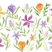 My project for course: Vibrant Floral Patterns with Watercolors. Projekt z dziedziny Trad, c, jna ilustracja, Pattern design, Malowanie akwarelą, R i sunek botaniczn użytkownika Annick Cottom - 06.04.2023