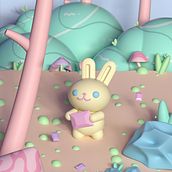 Bright Landscape 3D. Traditional illustration, 3D, Digital Illustration, and 3D Modeling project by Bárbara Ibáñez - 04.09.2023