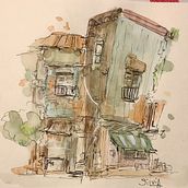 Il mio progetto del corso: Disegno architettonico espressivo con pennarelli colorati. Esboçado, Desenho, Ilustração arquitetônica, Sketchbook e Ilustração com tinta projeto de Silvia - 18.03.2023