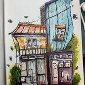 Mon projet du cours : Esquisses d'architecture expressives aux feutres de couleur. Sketching, Drawing, Architectural Illustration, Sketchbook & Ink Illustration project by Mat BrntColl - 12.15.2022