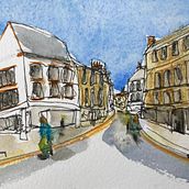 My project for course: Urban Sketching: Create Expressive Cityscapes. Painting, Sketching, Drawing, Watercolor Painting, Sketchbook & Ink Illustration project by rmreed - 04.09.2023