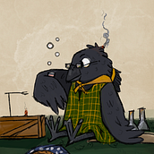 The Raven Scientist . Traditional illustration, Drawing, Digital Illustration, Digital Painting, Digital Drawing, and Children's Illustration project by Margaret Perry - 04.10.2023