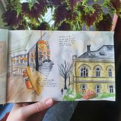 Watercolour Sketches of Malmö and Lund, Sweden. Traditional illustration project by Clara - 04.10.2023