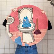 Toilet Fish. Traditional illustration, Arts, Crafts, Creativit, Fiber Arts, Punch Needle, and Textile Design project by Hanna Eidson - 04.10.2023