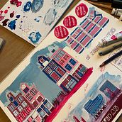 Amsterdam  with Gouache. Un progetto di Illustrazione tradizionale, Bozzetti, Disegno, Illustrazione architettonica, Sketchbook e Pittura gouache di Bianca Berndsen - 11.04.2023