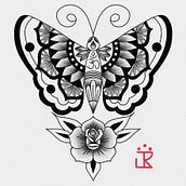 Borboleta Oldschool Mandala. Traditional illustration project by Jonathan Rodrigues - 04.11.2023
