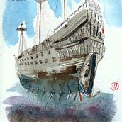 VASA Museum Stockholm. Traditional illustration, Sketching, Creativit, Drawing, Watercolor Painting, and Sketchbook project by Carlos Rincón - 04.01.2023