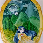 Ilustración acuarela en negativo de un cuento sin fin. Traditional illustration, Painting, Pencil Drawing, Watercolor Painting, Children's Illustration, and Narrative project by daniela.ortiz.fabian - 04.08.2023