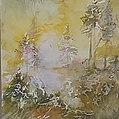 Mein Abschlussprojekt für den Kurs: Verträumte Aquarell-Landschaften: Halte Licht fest. Een project van Schilderij y Aquarelschilderen van hasselwander_b - 12.04.2023