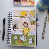 My project for course: Exploratory Sketchbook: Find Your Drawing Style. Un proyecto de Ilustración tradicional, Bocetado, Creatividad, Dibujo, Pintura a la acuarela, Sketchbook y Pintura gouache de eliseylenore - 12.04.2023