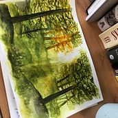 My project for course: Dreamy Watercolor Landscapes: Paint with Light. Een project van Schilderij y Aquarelschilderen van megandunnion1 - 13.04.2023