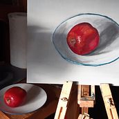 Colour study: apple on a plate. Un progetto di Belle arti di Angela Callister - 08.04.2023