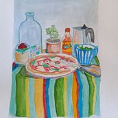 Mi proyecto del curso: Bodegón contemporáneo con acuarela. Een project van Traditionele illustratie, Schilderij y Aquarelschilderen van Marina - 04.05.2023
