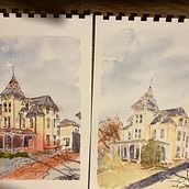 My project for course: Architectural Sketching with Watercolor and Ink. Sketching, Drawing, Watercolor Painting, Architectural Illustration, Sketchbook & Ink Illustration project by Susan - 04.06.2023