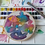 Mi proyecto del curso: Técnicas básicas de bordado y acuarela. Painting, Watercolor Painting, Embroider, and Textile Design project by Mond At Visata - 04.17.2023