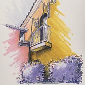 Old Town La Quinta, California…Balcony . Traditional illustration, and Architecture project by Pete Sutton - 04.02.2023