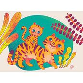 The big tiger and the little one. Traditional illustration project by Elise Lesueur - 04.02.2023