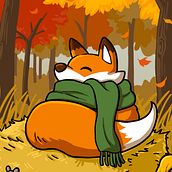 Cozy Fall Fox. Un projet de Illustration traditionnelle, Illustration numérique, Peinture numérique, Dessin numérique et Illustration jeunesse de Robin Sevakis - 20.04.2023