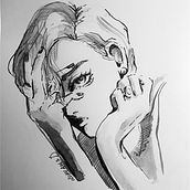 My project for course: Mindful Painting with India Ink. Traditional illustration, Fine Arts, Painting, Pencil Drawing, Portrait Drawing, Artistic Drawing & Ink Illustration project by Desiree Su - 04.20.2023
