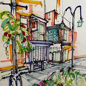 Architeture with fine liners and marker pens. Harrogate, Yorkshire. Advertising, Traditional illustration, Architecture, Art Direction, Arts, Crafts, Industrial Design, L, scape Architecture, Street Art, Sketching, and Sketchbook project by Max Robertson - 04.21.2023