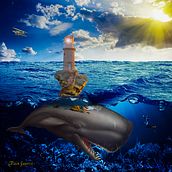 Le phare des baleines. Creativit, and Photomontage project by Alain Gauvrit - 04.22.2023