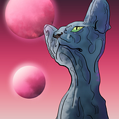 Sphinx in Space. Traditional illustration project by Ella Evil - 04.22.2023