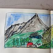 Mein Abschlussprojekt für den Kurs: Das Skizzenbuch als Erkundungsreise: Finde deinen Zeichenstil. Un projet de Illustration traditionnelle, Esquisse , Créativité, Dessin, Aquarelle, Carnet de croquis , et Peinture gouache de bergmalerin - 23.04.2023
