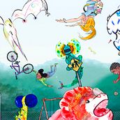 Meu projeto do curso: Experimentação gráfica para ilustração artística - Parquinho Jurrásico. Traditional illustration, Fine Arts, Painting, Creativit, Drawing, Watercolor Painting, Acr, lic Painting, Communication, and Editorial Illustration project by Sol Soares - 04.24.2023