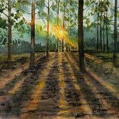 My project for course: Dreamy Watercolor Landscapes: Paint with Light. Een project van Schilderij y Aquarelschilderen van tanya_pad - 26.04.2023