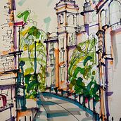 Harrogate Town Sketchiness!! Fine liners with coloured markers. Architecture, L, scape Architecture, Sketching, Architectural Illustration, and Sketchbook project by Max Robertson - 04.27.2023
