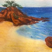 treball identitat, cala cap roig , a pastels. Un proyecto de Ilustración tradicional de Martina Martinez - 27.04.2023