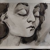 My project for course: Mindful Painting with India Ink. Traditional illustration, Fine Arts, Painting, Pencil Drawing, Portrait Drawing, Artistic Drawing & Ink Illustration project by ambermt90 - 04.27.2023