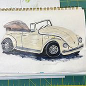 Beetle in acrylics. Un progetto di Illustrazione tradizionale, Pittura, Pittura acrilica e Sketchbook di Eileen - 15.04.2023