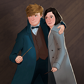 Fanart - Newt and Tina Ein Projekt aus dem Bereich Traditionelle Illustration, Design und Digitale Illustration von Lucas Gabriel - 25.02.2023