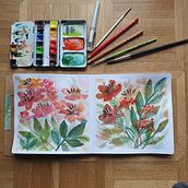 Mein Abschlussprojekt für den Kurs: Blumenkompositionen mit Aquarell: Verbinde dich mit der Natur. Traditional illustration, Painting, Watercolor Painting, and Botanical Illustration project by Jenny - 04.30.2023