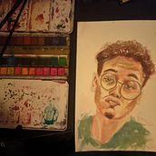 Meu projeto do curso: Retrato artístico em aquarela. Fine Arts, Painting, Watercolor Painting, and Portrait Drawing project by Robert Nicolas Duarte Bastos - 05.02.2023