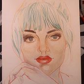 Mi proyecto del curso: Dibujo de retratos llamativos con lápices de colores. Drawing, Portrait Drawing, Sketchbook, and Colored Pencil Drawing project by steffm10 - 05.03.2023
