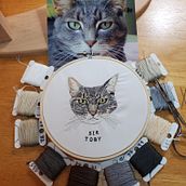 Thread painting of my cat Toby (First effort doing thread embroidery). Arts, and Crafts project by adyshan8 - 05.04.2023