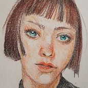 Mon projet du cours : Dessin de portraits expressifs aux crayons de couleur . Drawing, Portrait Drawing, Sketchbook, and Colored Pencil Drawing project by Catherine DI GIORGIO - 05.05.2023