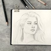 My project for course: Portrait Sketchbooking: Explore the Human Face. Sketching, Drawing, Portrait Drawing, Artistic Drawing, and Sketchbook project by Aisha - 05.05.2023