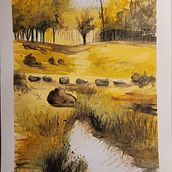 Mon projet du cours : Paysages naturels à l’aquarelle. Projekt z dziedziny  Sztuki piękne,  Malarstwo i Malowanie akwarelą użytkownika servane25 - 06.05.2023